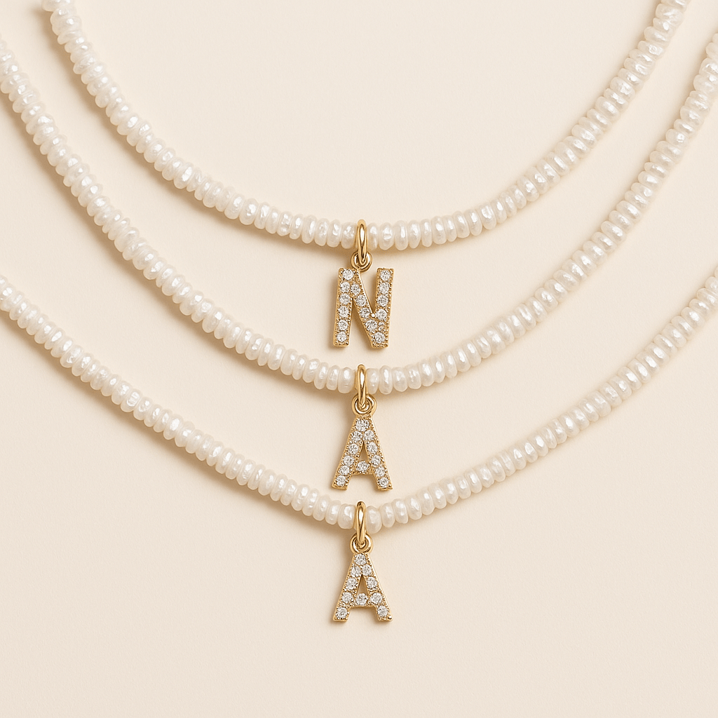 Shelly Crystal Perla Iniziale Choker
