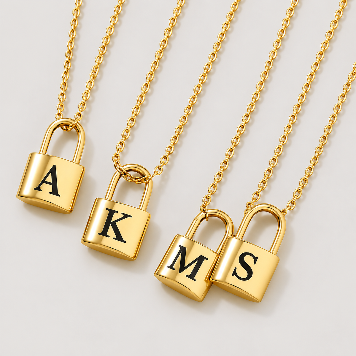 Ellie® Iniziale Love Lock 14K Oro Collana (Set)