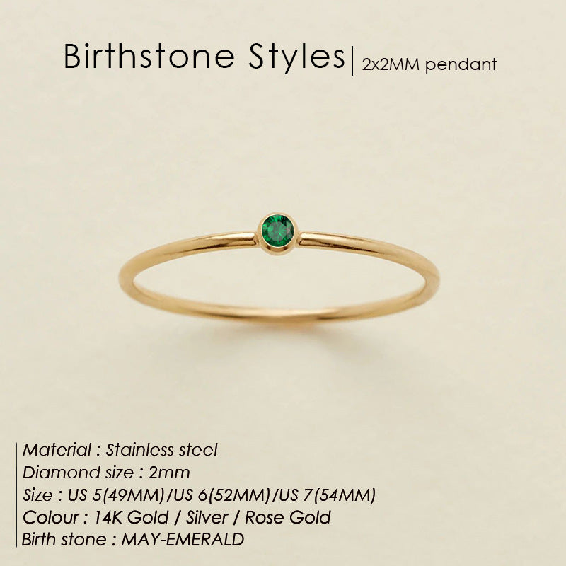 Anello delicato con pietra del mese
