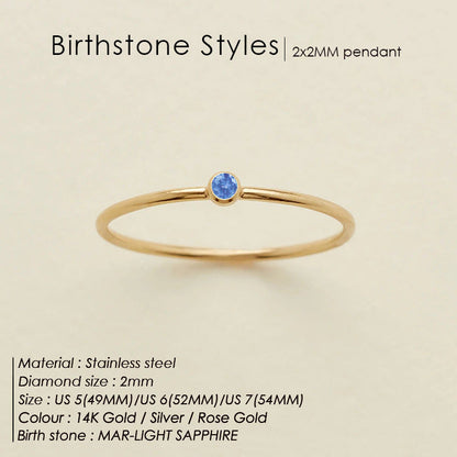 Dainty Birthstone Anello (Set)