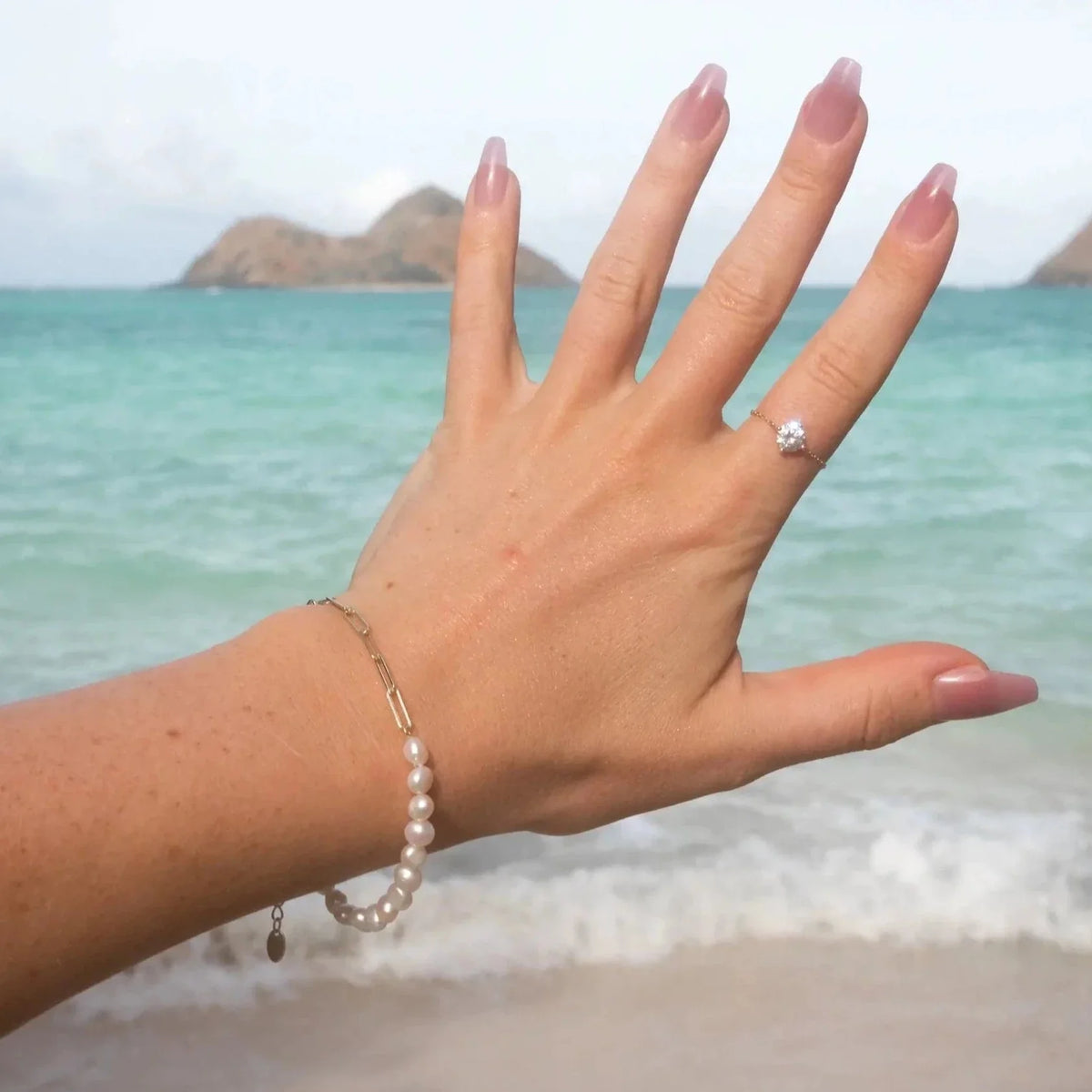 Rhoni Paper Clip Perla Bracciale and Collana