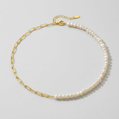 Rhoni Paper Clip Perla Bracciale and Collana