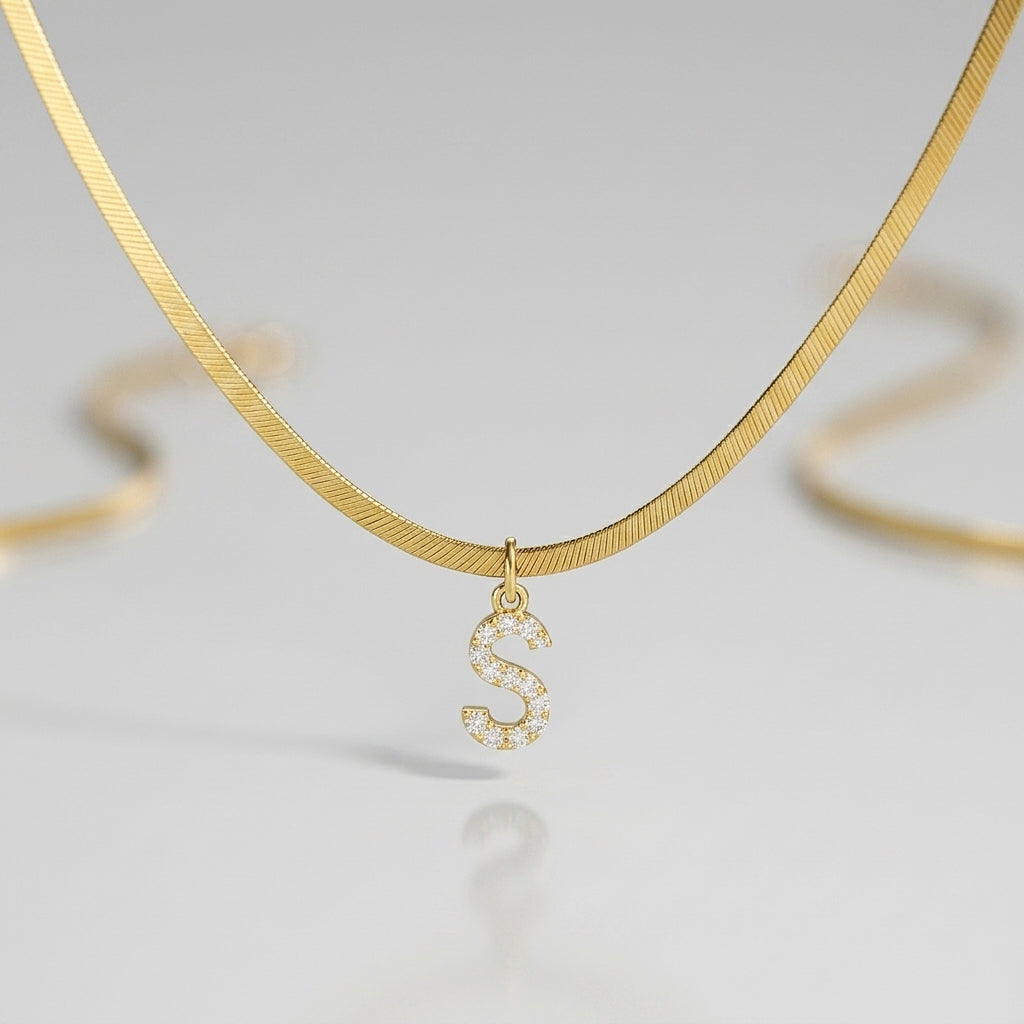Melly® Diamond Iniziale Spina di pesce Collana