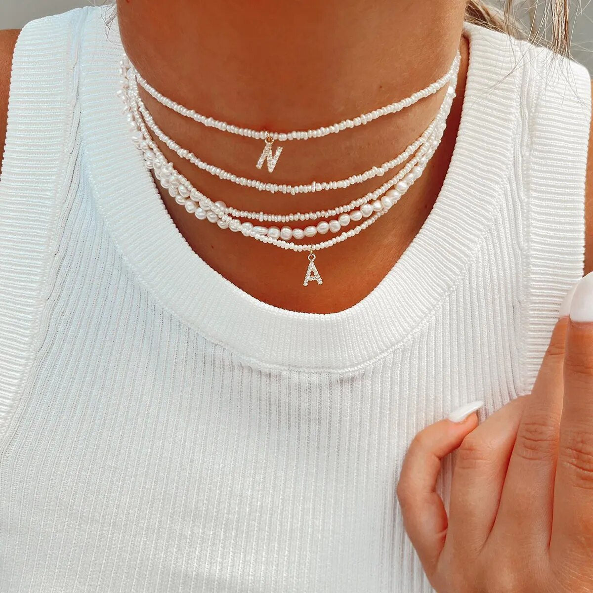 Shelly Crystal Perla Iniziale Choker