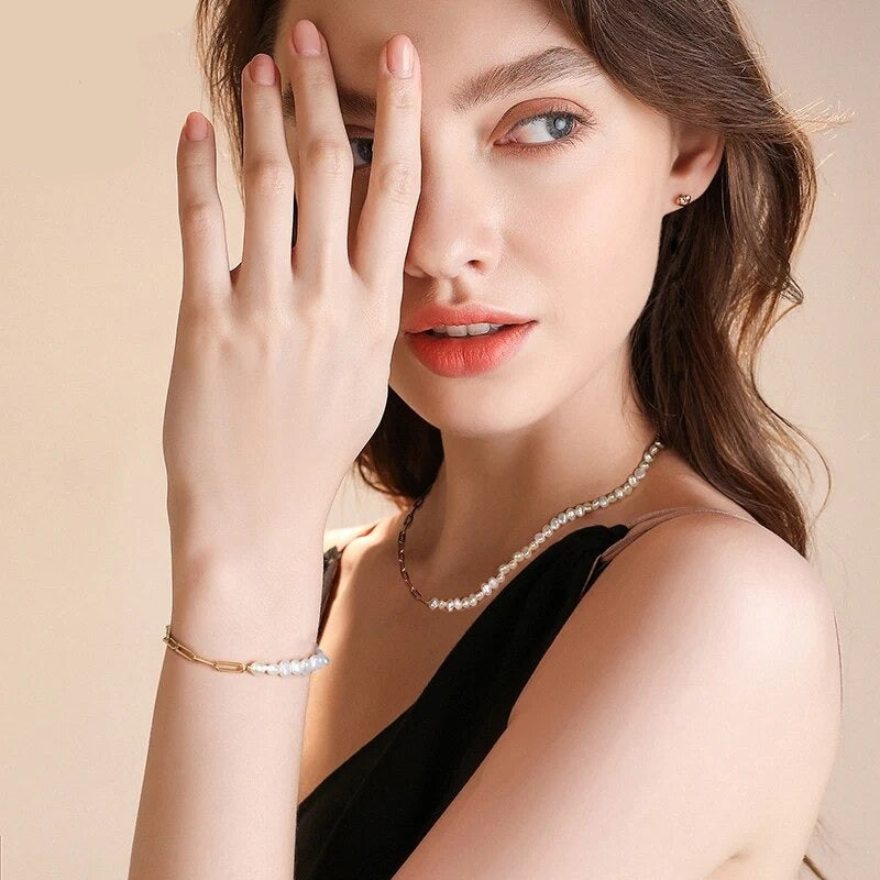 Rhoni Paper Clip Perla Bracciale