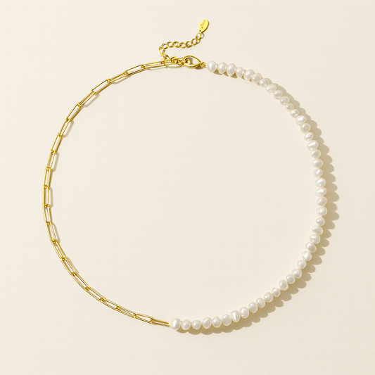 Collana a graffetta Rhoni con perla (Set)