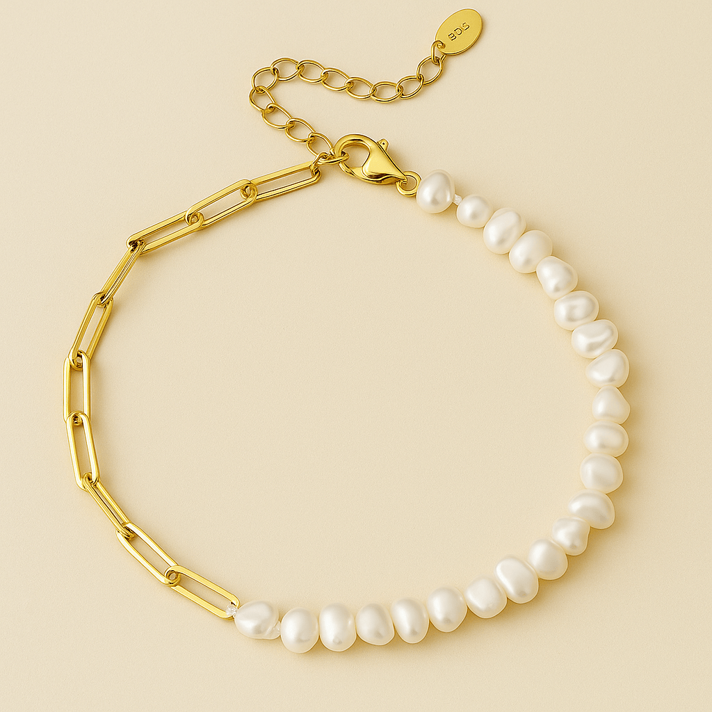 Bracciale a graffetta Rhoni con perla (Set)