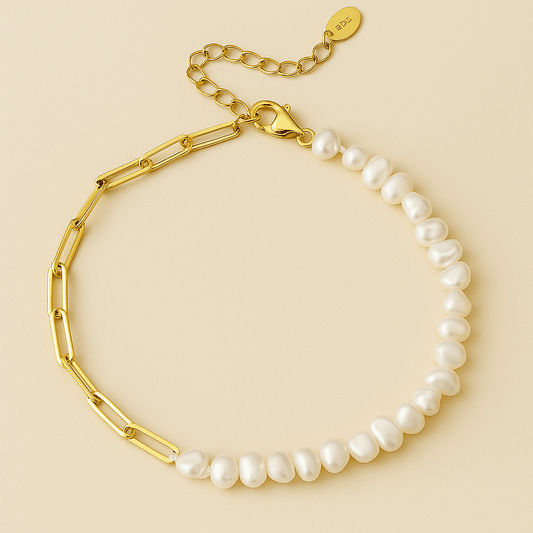 Bracciale a graffetta Rhoni con perla (Set)