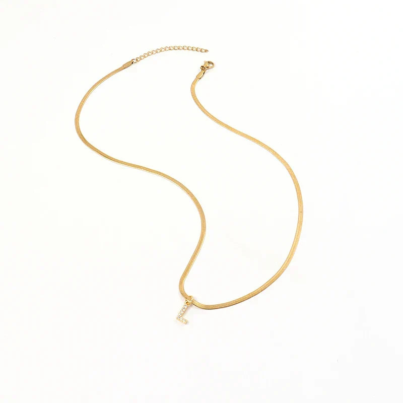 Collana a spina di pesce Melly® con iniziale e zirconi (Set)