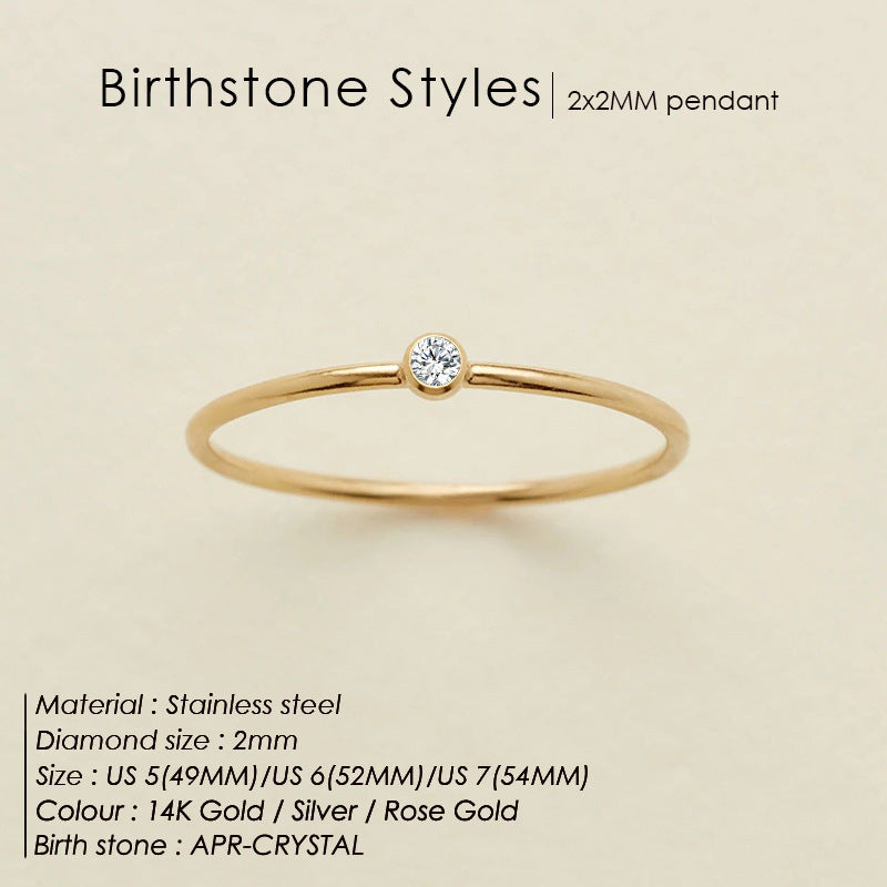 Anello delicato con pietra del mese