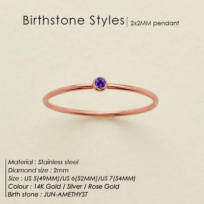 Dainty Birthstone Anello (Set)