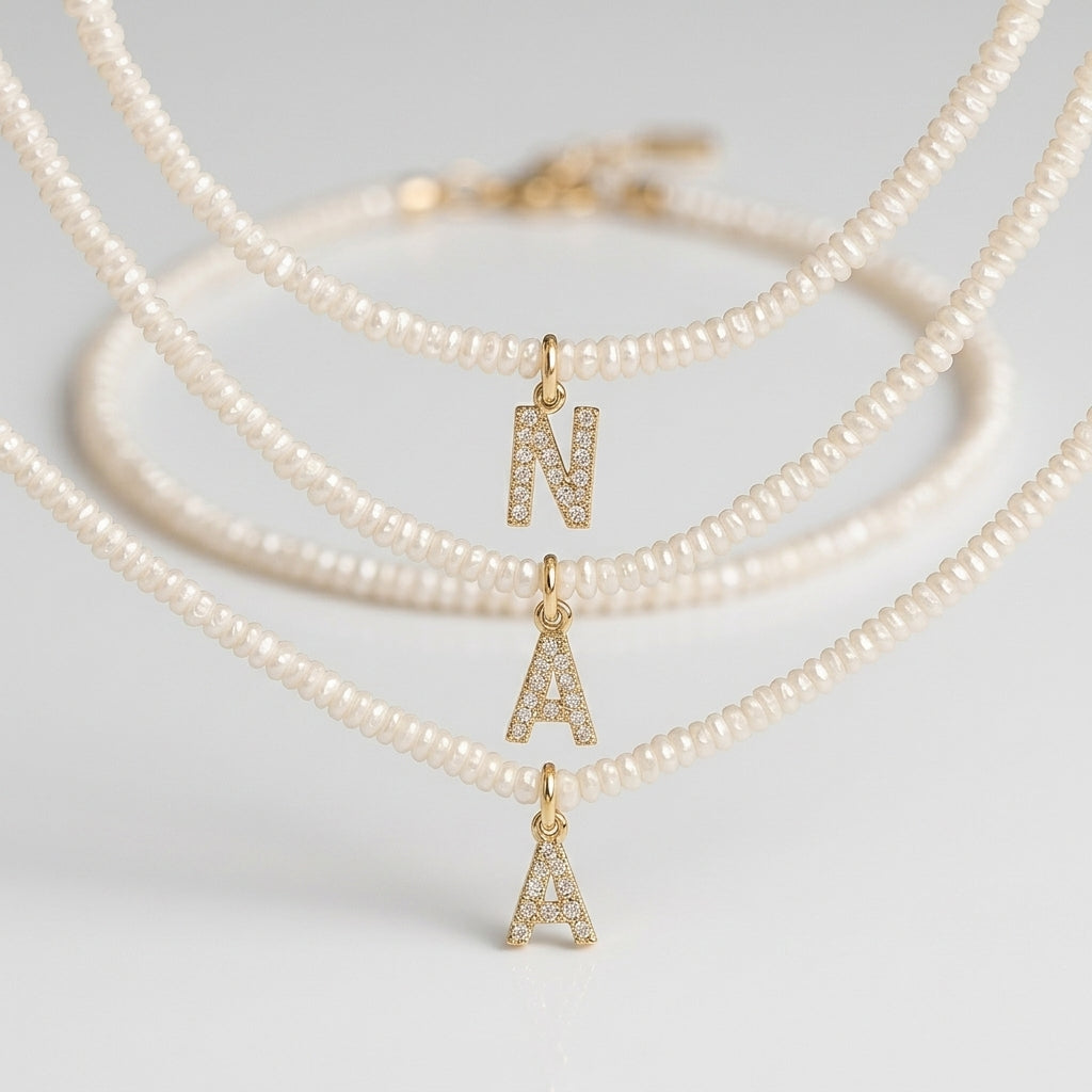 Shelly Crystal Perla Iniziale Choker